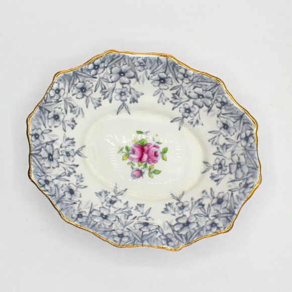 Vintage Royal Albert Trinket Dish Periwinkle Pattern Bone China Blue Pink Floral - Picture 4 of 6